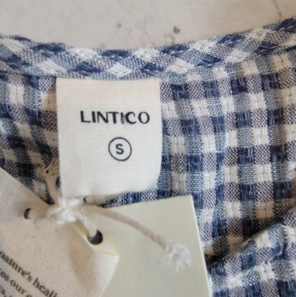Lintico Caroline Linen Gingham Lagenlook Top Oversized Small NWT - Picture 13 of 16